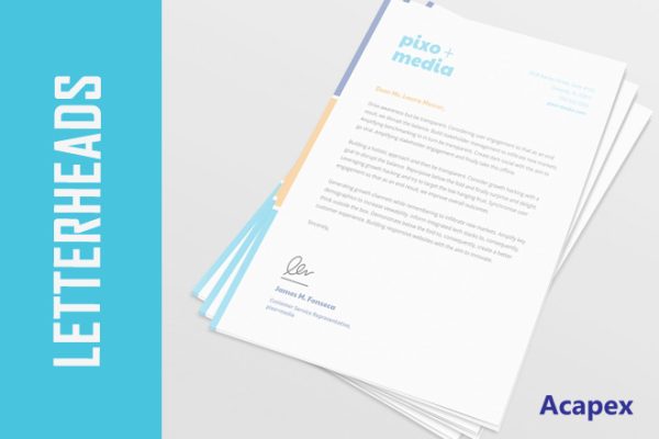 Get your official letterhead design to send important and confidential information. Use it to correspond with your customers, employees, bank and government.